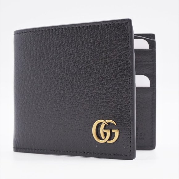 Gucci Other - Gucci GG Marmont Black Leather Bi-Fold Wallet With Gold Tone GG Badge (428726)